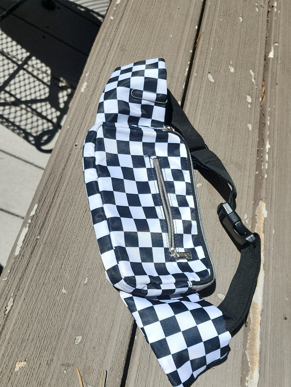 Source Unknown Black and White Checkered Waist Bag